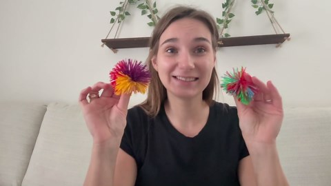 14PCS Stringy Balls, Sensory Stringy Ball, 2.75 inch Soft Rainbow Pom Bouncy, Easter Egg Fillers Basket Stuffers, Monkey Pom Balls Fidget Toys Stress Ball, Party Favors Birthday Gifts (Multi-Color)