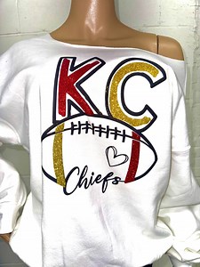 KC Chiefs Sweatshirt, KC Hoodie , KC off the Shoulder Sweatshirt - Etsy