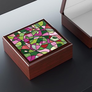 Beautiful Jewelry Box With a Stained Glass-style Organic Abstract Design in Choice of 14 Color Palettes - 3 Custom Wood Options Available - Etsy
