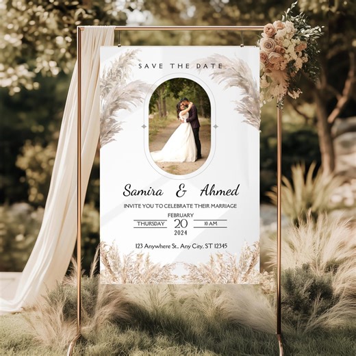 Photo Wedding Invitation, Editable Reception Invite, Wedding Invitation Card, Modern Wedding Invitation, Welcome Sign - Etsy