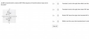Triangle ABC is transformed to create Triangle DEF. What sequen... | Filo