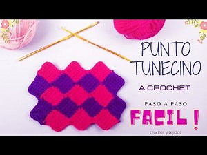PUNTO TUNECINO en cuadros a crochet fácil PASO A PASO para principiantes