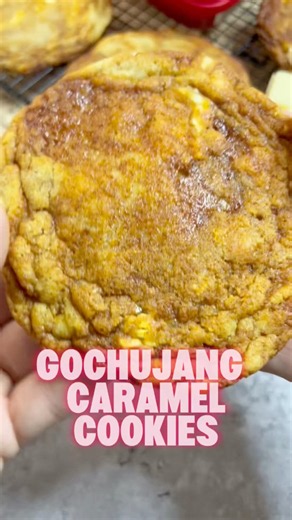 Gochujang Caramel Cookies -you really need to try these! #gochujang #cookierecipes #cookies