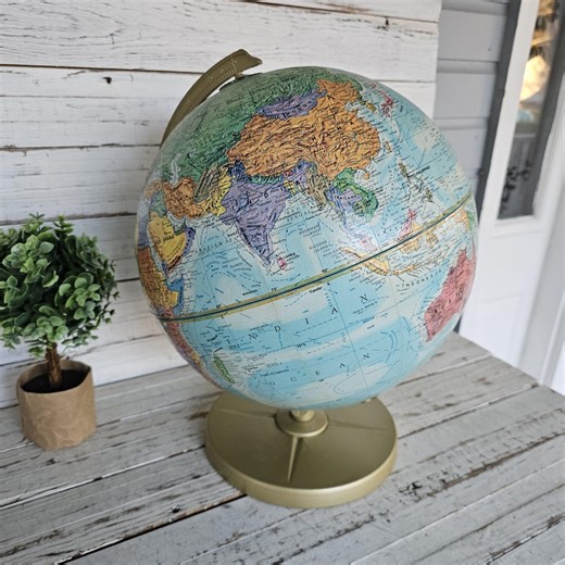 Vintage World Nation Globe: Large Spinning Desktop Decor - Etsy