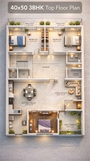 40" x 50' house plan |Architecture plan| 3bkh house plan with dimensions#home#buildingplans