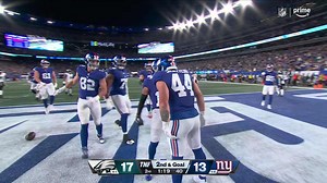 Cam Skattebo's third TD of 2025 gives Giants a 19-17 lead vs. Eagles