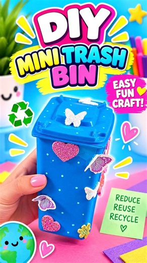 DIY Mini Trash Bin Craft for Kids | Easy Miniature Toy #diy #craft #craftyfun #kids