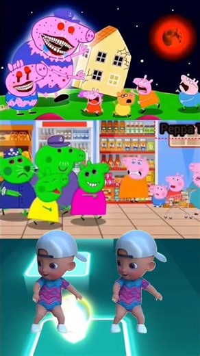 Peppa Pig Turns Scary 💀 | Transformation Dance Tiles Hop #tileshop #shorts #peppapig