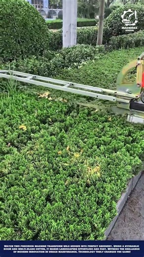 Genius Urban Landscaping: Using Extendable Arm and Multi-Blade Cutter to Trim Roadside Hedges