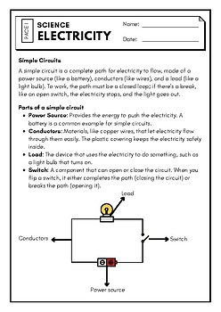 Simple Circuits Worksheet Pack – 14 Pages   Answer Keys