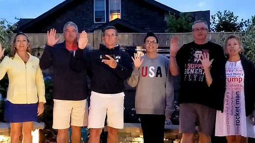 General Flynn recites oath to the constitution at July 4th party