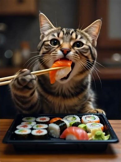 Cat eating Sushi ASMR #sushi #cat #asmr #asmrsounds