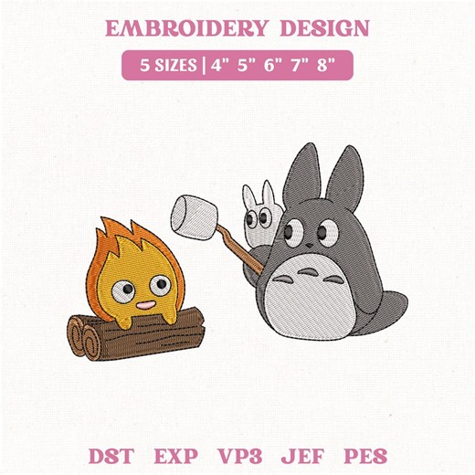 Ghibli My Neighbor Totoro Calcifer Embroidery File, Anime Movie Design (instant Download) - Etsy