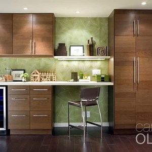 1.6K views · 202 reactions | We called this ‘the wall of function’. It offers a bar fridge and countertop space for entertaining the boys, plenty of storage and task lighting for the home office and loads of kid’s storage in the vertical cabinetry. Yep, it’s a family room! | Divine Design with Candice Olson | Facebook