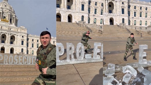 Jake Lang Arrested? Video Shows Pardoned Activist Kicking ‘Prosecute ICE’ Sculpture