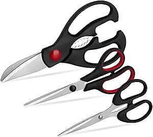 Kitchen Shears Set - QtoiKce Kitchen Scissors 3 Pack All Purpose Poultry Shears,Stainless Steel Sharp Utility Cooking Scissors for Home