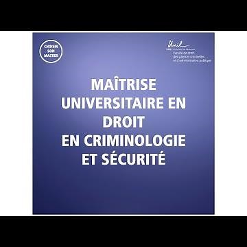 Maîtrise universitaire en Droit en criminologie et sécurité / FDCA - UNIL