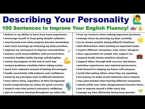 Describing Your Personality: 100 Sentences to Improve Your English Fluency
