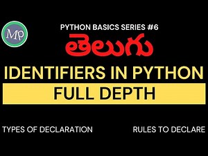 #6 Python Identifiers In Telugu | Identifiers In Python Telugu | Python Basics Telugu