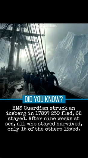 💭Did you know the HMS Guardian survived a collision that should have sunk her instantly? In 1789, she rammed a massive iceberg in the Southern Ocean. Decks flooded, timbers splintered, sailors panicked, some thought the ship was finished. Yet somehow, she didn’t go down. Chaos, fear, survival, you won’t believe how close they came to oblivion. ⚓Would you have stayed aboard or jumped into freezing waters? Comment below. Disclaimer: Video uses still photos animated via AI. Some details may reflec
