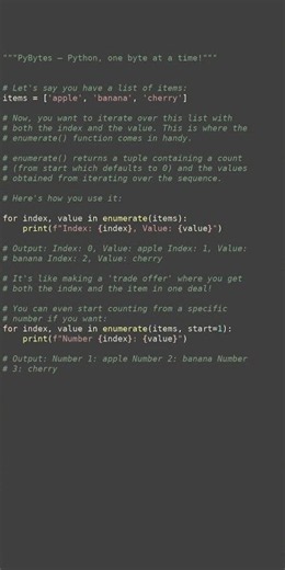 enumerate function #python #showcase