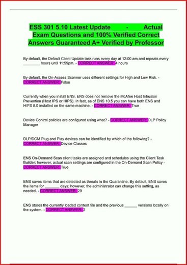 Ess 301 510 Latest Update Actual Exam Questions And 100 Veri video
