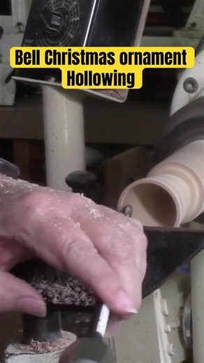 Hollowing a Christmas Bell on the Lathe! 🔔✨ #Shorts #WoodTurning #Turning