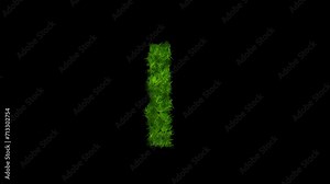 Letter I made of grass with alpha channel, alphabet in the form of green grass