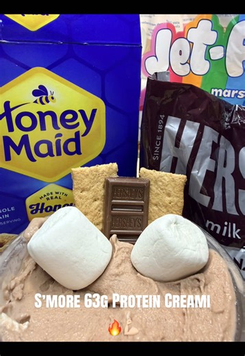 ✨𝗦’𝗺𝗼𝗿𝗲 𝗣𝗿𝗼𝘁𝗲𝗶𝗻 𝗣𝗹𝗲𝗮𝘀𝗲!!! 🔥🍫💪🏻✨ 📊 𝟰𝟰𝟱 𝗰𝗮𝗹 | 𝟲𝟯𝗴 𝗽𝗿𝗼𝘁𝗲𝗶𝗻 𝗜𝗻𝗴𝗿𝗲𝗱𝗶𝗲𝗻𝘁𝘀: \t•\t1 bottle @fairlife Chocolate 30g Protein Shake \t•\t1 serving @Clean Simple Eats Brownie Protein Powder \t•\t@Honey Maid graham crackers \t•\t@jetpuffed marshmallow \t•\t@The Hershey Company chocolate bar 𝗗𝗶𝗿𝗲𝗰𝘁𝗶𝗼𝗻𝘀: \t1.\tShake Fairlife protein powder until smooth. \t2.\tPour into Ninja Creami pint freeze 12–24 hrs. \t3.\tSpin on Lite Ice Cream (or Ice Cream). \t