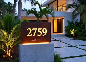 Custom Steel Address Sign With LED Backlighting – Modern Corten Style House Numbers - Etsy