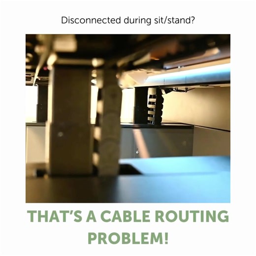 Disconnected during sit/stand? That’s a cable‑routing problem, not a you problem. Integrated cable chains and electrical raceways keep your IT equipment protected while adjusting your workstation, so you can adjust height without worrying about pulls or disconnects—and IT can service gear fast. See how built‑in cable management makes maintenance non‑disruptive. https://zurl.co/mXr2d