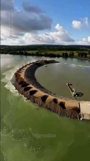 Massive Cofferdam Construction & Dewatering Process 🚜🏗️(Satisfying) #construction #engineering