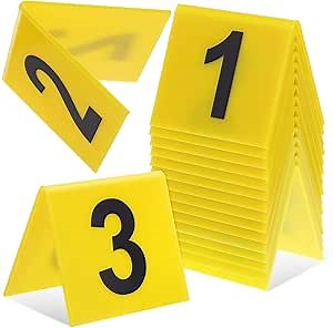 ABOOFAN Crime Scene Decorations 15Pcs Evidence Markers Crime Scene Markers Tents 1-15 Numbers Evidence Number Cards, 15 Yellow, 6.30X5.50X4.50CM, 13T2A820918U897