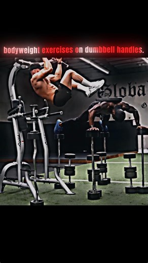 bodyweight exercises on stacked dumbbell handles. 🤯🥷☠️#dumbleworkout #bodybuilder #shorts