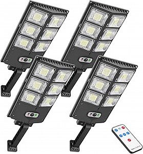 150W Solar Lights for Outside, 8000LM Led Solar Wall Light Motion Sensor with Remote Control, 3 Modes Solar Flood Lights Lamp Outdoor for Yard Garden Path Parking lot - IP65 Waterproof (4PCS)