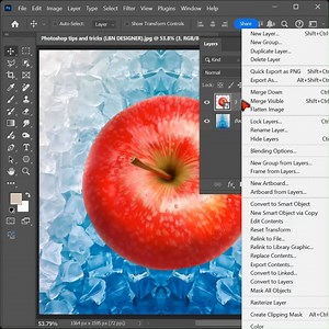 How to blend the apple on ice cube inside in photoshop shorts video | Photoshop tips and tricks