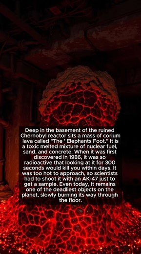 Deep in the basement of the ruined Chernobyl reactor sits a mass of corium lava called "The ' Elephants Foot." It is a toxic melted mixture of nuclear fuel, sand, and concrete. #factsyoudidntknow #lifestyle #DidYouKnow #science #facts | Caroline US Tv Shows