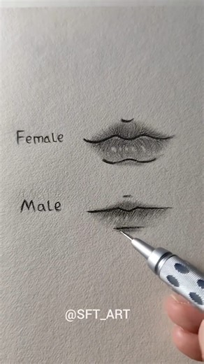 SFT_ART on Instagram: "Female and male lips tutorial✨ #tutorial #sketch #art #drawing"