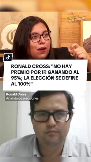 En una elección tan ajustada, las posiciones pueden cambiar conforme avanza el conteo. Así lo advirtió el analista electoral Ronald Cross, quien señaló que todo dependerá del ritmo y del orden en que lleguen las actas de las distintas zonas del país. #Eleccionesperu2026 #segundavuelta #keikofujimori #robertosanchez