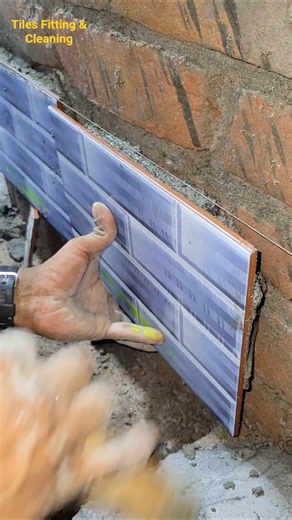 How to install tiles straight on the lower part of the bathroom wall.#walltiles #tilesfitting #short
