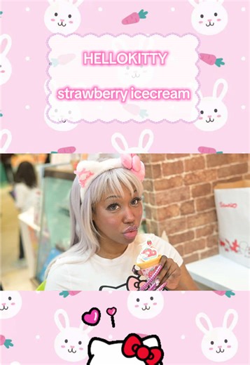 HELLOKITTY STRAWBERRY ICECREAM 💕 this icecream is a seasonal special flavor ! Hellokitty store vlog coming soon 🐱🍦