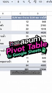 64K views · 748 reactions | 易 สอนทำ Pivot Table ใน Google Sheets  #pivottable #googlesheets #googlesheetstips #longervideos #TechNinja | Tech Ninja | Facebook