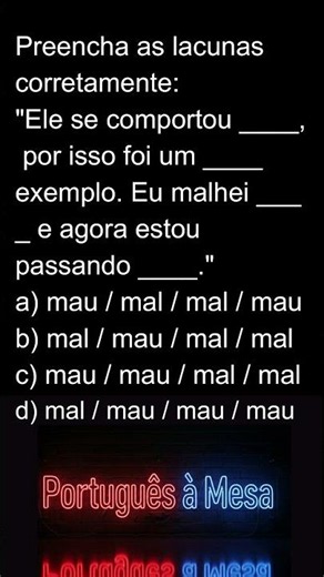 MAL ou MAU? Teste seu nível de português! 🧠