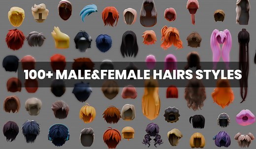 100  Hair Models 3D Pack - Male & Female Bundle