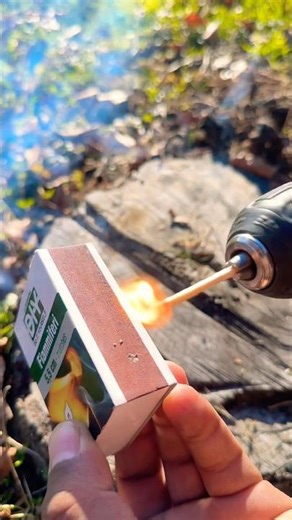 Lighting up a matchstick with a drill machine #experiments