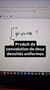 AlgèBrille on Instagram: "Exemple de calcul de produit de convolution pour deux densités uniformes sur [0;1]. Question proba de prépa ECG Notions: loi uniforme, variable aléatoire, va indépendante, produit de convolution de fonctions, densité de probabilité, espérancen variance. #proba #densité #convolution"
