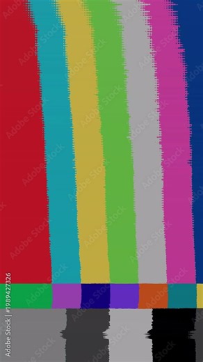 Retro Television Broadcast Test Pattern Displaying No Signal Static Color Bars and Grayscale Spectrum for Media Backdrop