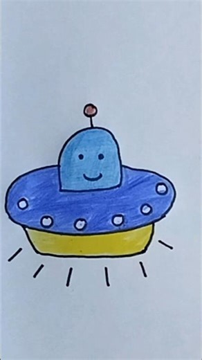 How to Draw Cute UFO Step By Step 👽 #shorts #drawing #trending #viral #art #ytshorts #youtubeshorts
