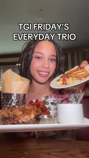 The new Everyday Trio is such a treat! @Tgifridaystt An appetizer, a drink and a main all starting at $99‼️ Of course you can always opt to upgrade at an additional cost! I really enjoyed trying this special! #tgifridays #foodreview #trinitiktokers🇹🇹🆙️🔥 #fypシ゚viral #trinidad🇹🇹 #trini_tiktoks #fypシ゚ #restaurant #trinifood