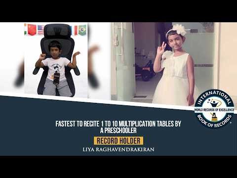 FASTEST TO RECITE 1 TO 10 MULTIPLICATION TABLES BY A PRESCHOOLER